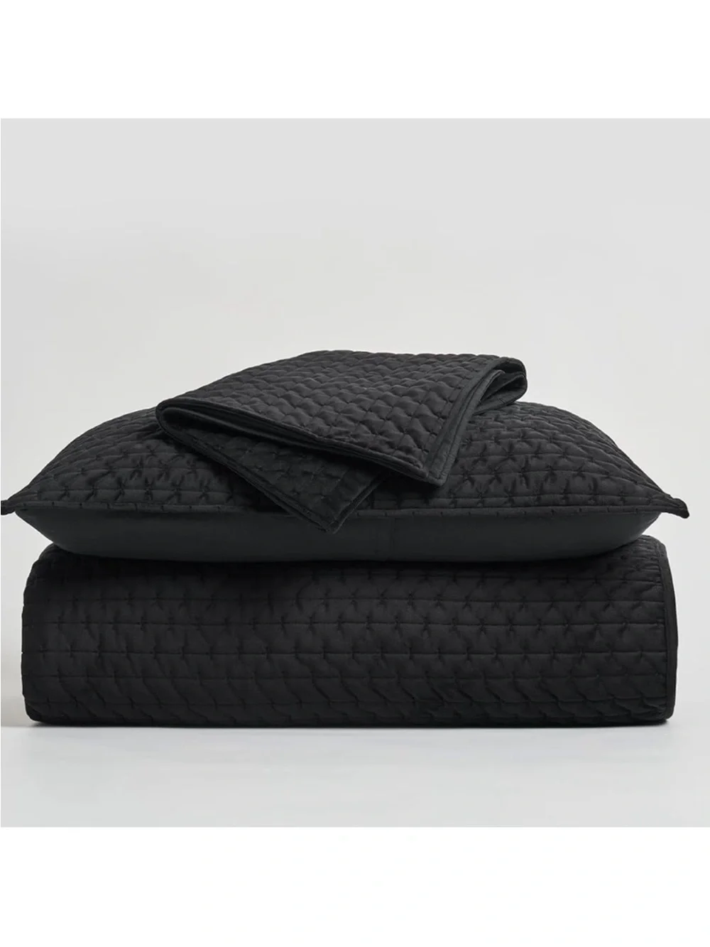 🆕 PB Style Black Velvet Coverlet Sateen KING Bedding Set Diamond Stitch NEW GOTH